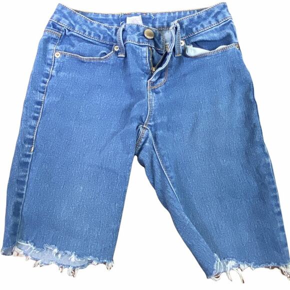 No Boundaries Stretchy Cut Off Blue Jean Shorts Juniors Size 1 - Picture 2 of 8